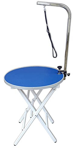 MOHTA Trimmtisch für Hunde Haustierpflegetisch für Kleine Mittelgroße Hunde, Verstellbarer Faltbarer Home Shop Hundepflegetisch mit Arm, Tragbarer Duschtrockner Badetisch (Color : Blue)