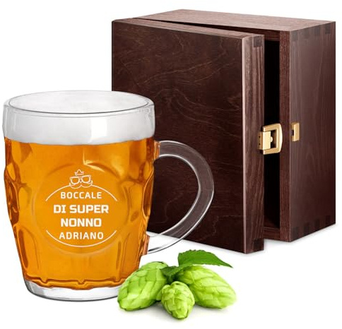 Maverton Bicchiere da birra con incisione 500 ml - boccale di birra tradizionale con manico - bicchiere birra personalizzato - boccale per Birra - per papà - per amico - Occhiali