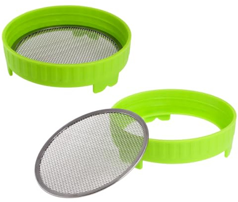 Sprouting Kit for Homegrown Alfalfa & Bean Sprouts - 2 Mesh Lids for Mason Jars Allow Draining