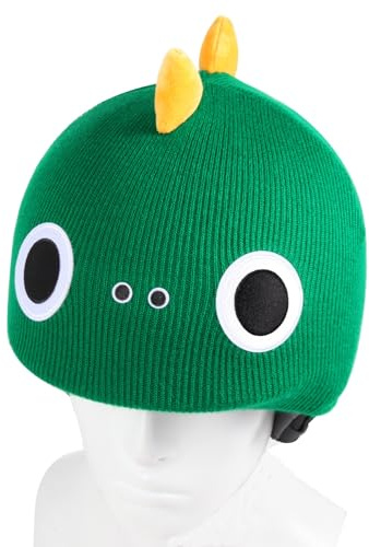 YCONNECT Ski Helmet Cover - for Helmets of Ski, Snowboard, Skateboard, Bicycle - Knitted Helmet Covers for Skiing, Paragliding - Fun Funny Gifts for Kids & Adults (Green Dinosaur)