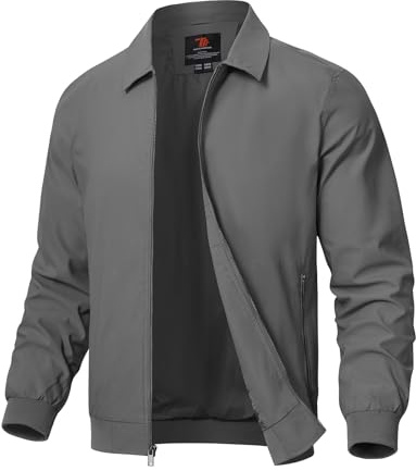 Rdruko Men's Lightweight Smart Casual Lapel Jacket | Outdoor Windbreaker Spring Autumn Water Resistant Jackets with 3 Pockets for Sport Work Walking Hiking Golf Running