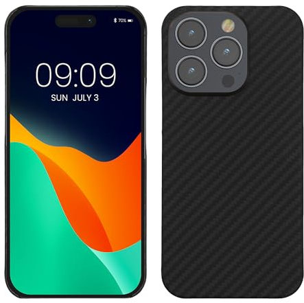 kalibri Schutzhülle kompatibel mit Apple iPhone 15 Pro - Hülle Aramid - Handy Cover Case Handyhülle Schwarz matt