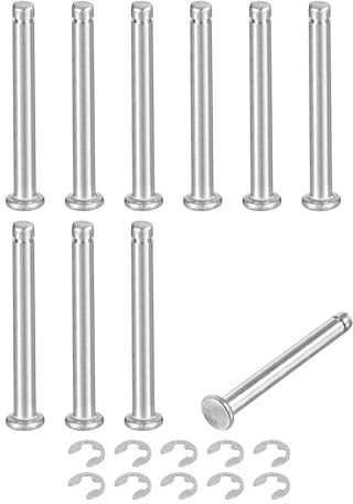 sourcing map Set di 10 anelli di fissaggio per albero cilindrico M4 x 35 mm, in acciaio inox 304, perno di posizionamento cilindrico a testa piatta con anello di fissaggio con clip E, argento