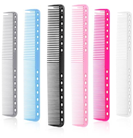 6 Pieces Carbon Fine Cutting Comb - Professional Heat Resistant Carbon Fiber Salon Hairdressing for Hair Stylist Barber With Medium and All Purpose Teeth for Man and Woman