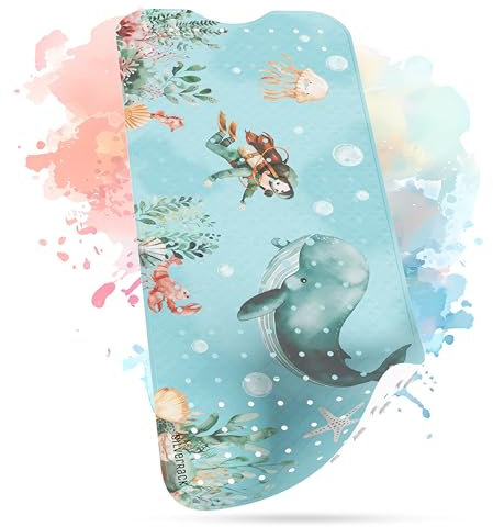 SilverRack Tappetino da bagno per bambini antiscivolo [100 x 40 cm), tappetino antiscivolo per vasca da bagno senza BPA, tappetino da bagno per bambini – tappetino antiscivolo – tappetino da bagno –