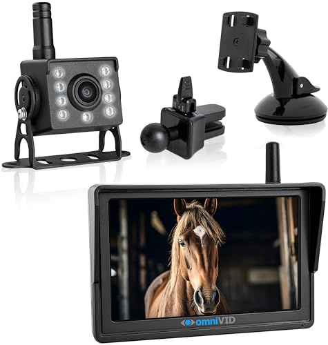 EquiCam® Premium 5 Zoll Kamera-System für Pferde-Anhänger BZW. Transporter, automatische Nachtsicht, Nachrüsten und Montage ohne Bohren, IP67 wasserdicht