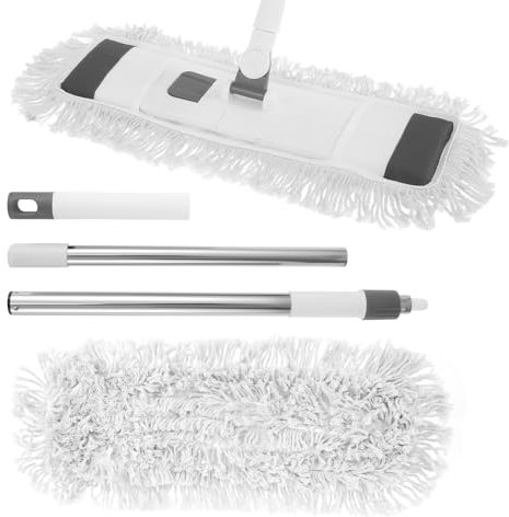 piatto con 2 panni di ricambio, lavabile, per spolverare i pavimenti, girevole a 360 gradi, grande, 65 cm, in microfibra, per pulire pavimenti umidi e asciutti, per hotel, palestra, garage