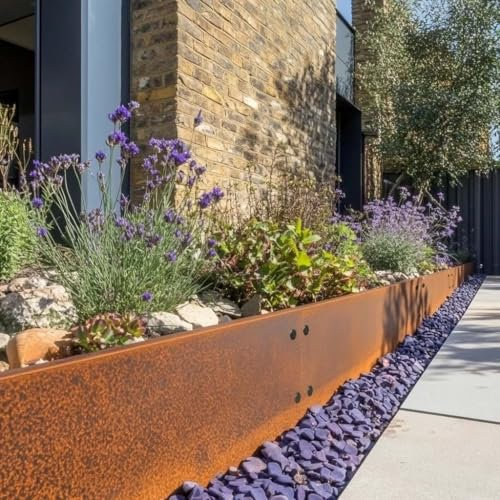 Garmix Bordure de parterre en acier Corten 14 cm 10 m 1,0 mm