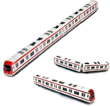 GREATRICH Trenes de Juguetes para Niños 3 Años, Tren de Juguete Magnético de Aleación, Comboio Brinquedo Magnetico de Alta Velocidad Rojo y Blanco Escala 1/64, 4 Vagones, Regalo Cumpleaños
