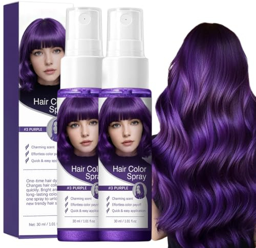 Spray Pelo Color Tinte Morado Tinte Temporal para El Pelo 30ml 2 Pcs