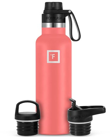 IRON °FLASK Insulated Water Bottle with Spout Lid Narrow - 590ml (3 Lids) Cold 24hrs & Hot 12hrs Drinks Double-Walled Stainless Steel Metal Leakproof Travel Sports Gym Camping & Hiking Hydration Flask