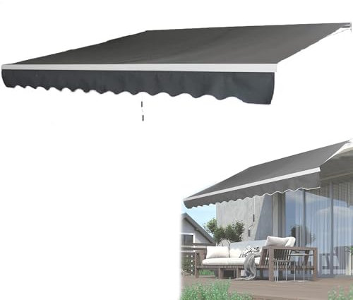 UISEBRT Tenda da sole in alluminio per Balconi con Braccio Articolato Tenda Parasole a Cassonetto Snodabile protezione solare (Grigio Scuro, 250 x 200 cm)