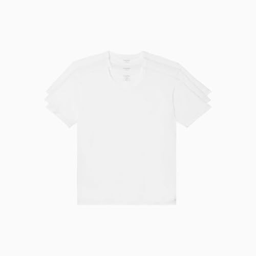 Calvin Klein Men's Cotton Stretch Undershirt Packs, 3 White-Crewneck, X-Large