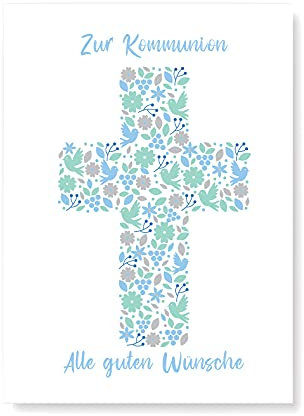 Friendly Fox Karte zur Kommunion Junge, 1x Kommunionskarte mit Umschlag, Karte Kommunion Junge