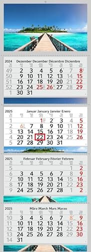 XXL Monatskalender 2026 Malediven Trauminsel mit 4 Monate Foto Kalender Strand Meer Wandkalender ohne Werbung Fotokalender Bürokalender Motivkalender Mehrblockkalender (Malediven, 4 Monatskalender)