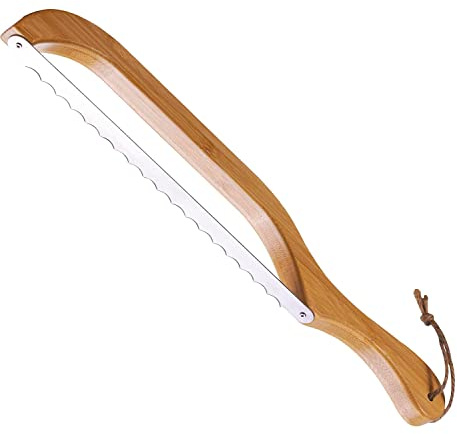 Recsrdce Premium Bow Design Bread Slicer, 15.6 Bread Knife for Homemade Sourdough & Baguette, Thin & Even Cuts, Right-Handed Use, Food Grade Stainless Steel Blade
