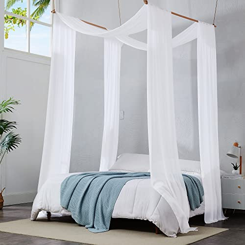 Warm Home Designs Coppia di 2 tende a baldacchino in chiffon bianco e bianco. 89 x 722 cm, per letto matrimoniale, queen size o king size, ideale come baldacchino per la camera delle ragazze. CHB