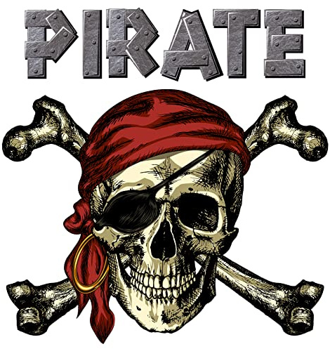WandSticker4U®- Stickers mural TÊTE DE MORT rétro (95x40 cm) I Autocollant mural chambre ado garçon bateau pirate caraïbes I Déco murale salle de jeux salle de bain chambre adulte adolescent COOL