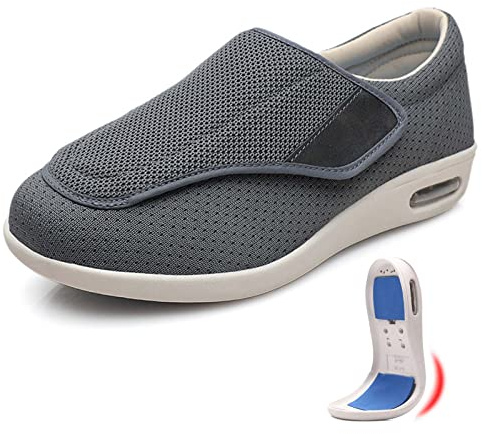 DHIJUPNG Scarpe Terapeutiche per Diabetici da Donna Uomo,Scarpe Ortopediche per Uomo Donna Scarpe da Ginnastica Leggere e Regolabili Dark Grey EU 42(27.5cm/10.8in)