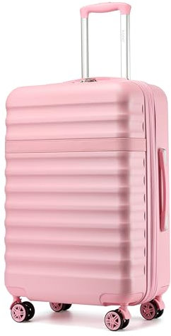 KONO Valigia Bagaglio a Mano Trolley Media Valige Rigida Medio Viaggio ABS+PC Hardshell Leggero con 4 Ruote e TSA Lucchetto, Rosa