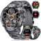 FOXBOX Smartwatch Uomo Chiamate Bluetooth con 3 Cinturini,1,43’’AMOLED Smart Watch militare Batteria 460mAh 3ATM impermeabile,100 Modalità Sport Caloria Cardiofrequenzimetro Sonno per Android iOS