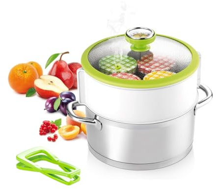 Avilia Stérilisateur avec thermomètre et couvercle en verre pour bocaux 24 cm – Grille en acier de protection – Adaptateur inclus pour bocaux plus hauts – Facile à assembler et à nettoyer