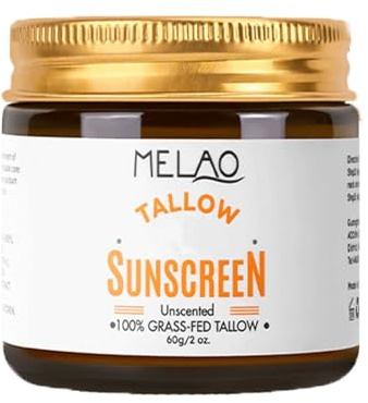 Tallow Sunscreen SPF50, Natural Grass-Fed Beef Tallow Moisturizing Sunscreen SPF 50, Beef Tallow for Skin, Non-Greasy Formula Daily Skin Protection Sun Cream for Face and Body