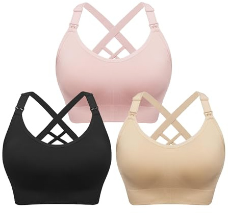 HBselect Women's Nursing Sports Bras Tank Maternity Bras Breastfeeding Bra | Nursing Bras for Breastfeeding Seamless Nursing Sports Bra Tank Support Yoga Maternity Bras Pregnancy Sleep Bralette Pack