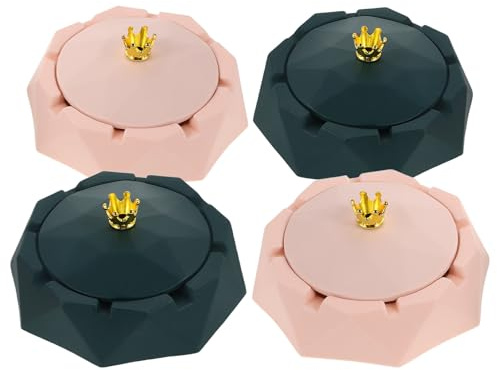 MAGICLULU Posacenere con Coperchio in Acciaio Inossidabile 4 Pezzi per Ambienti Interni Design Raffinato Compatto Previene Odori