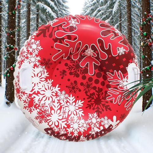 Snow Tube, Snow Ring Inflatable, 31.5 Inch Heavy Duty Inflatable Sledge With Handles, Winter Outdoor Toys For Skiing Skating Sledding