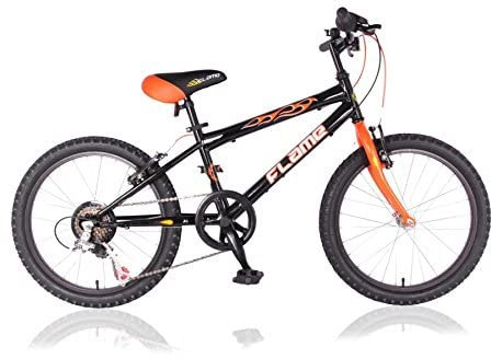 Unbekannt 20 20 Zoll Kinderfahrrad Mountainbike MTB Kinder Mädchen Fahrrad Jungenfahrrad Jugendfahrrad Rad Bike 6 Gang Flame SCHWARZ