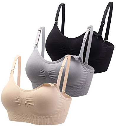 Bllatta Femme Soutiens-Gorge maternité d’Allaitement sans Armature pour Enceinte Femme Allaitant Sommeil(4/3Pcs)