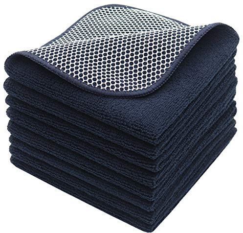 Paños de microfibra para platos de secado rápido, paños de limpieza de cocina, trapos para el polvo, paños ultra absorbentes, sin pelusa con poliéster de 30,5 x 30,4 cm, 8 unidades (negro)