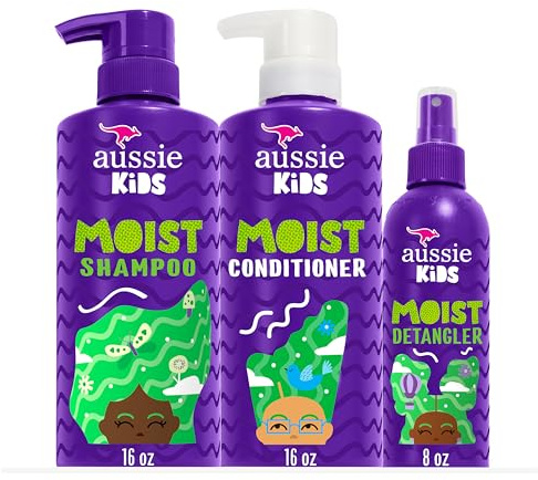 Aussie Kids Hair Care Bundle Set Including: Shampoo (16 Fl Oz), Conditioner (16 Fl Oz) & Detangler Spray (8 Fl Oz), Paraben- Freem Sulfate-Free, Dye-Free, Cruelty-Free, Tangle-Free Styling