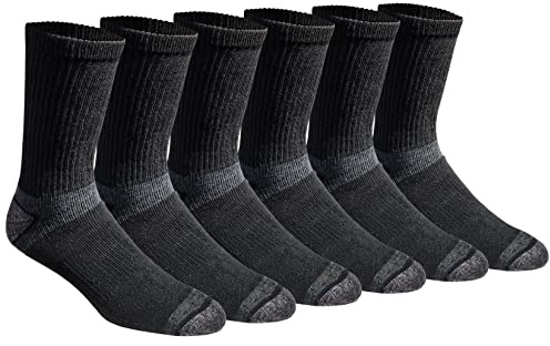 Eddie Bauer Men's Socks Dura Dri Moisture Control 6-Pair Crew Socks, Black (6 Pairs), Large