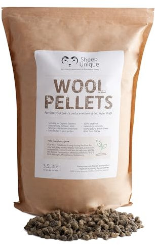 Sheep Unique Wool Pellets – Slow-Release Fertiliser and Water Retention – Repels Slugs and Snails – Natural British Sheep Wool Pellets – Nutrient-Rich Suitable for Organic Gardens