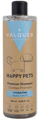 Valquer Premium Hundeshampoo für Hunde mit strapaziertem und trockenem Fell, mit Aloe Vera und Hyaluronsäure, Hundeshampoo, 400 ml (feuchtigkeitsspendend)