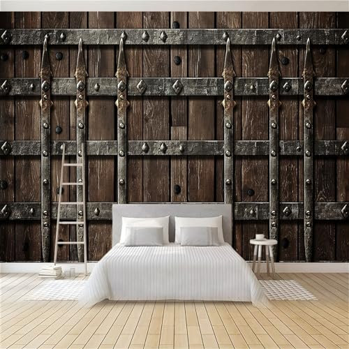 Tapete Wandbild 3D Fototapete Mittelalterliches Metallgitter Vliestapete Wandtapete Foto für Modernes Design der Fernseh Hintergrund Wand-Kunst-Deko, 350x256 Cm