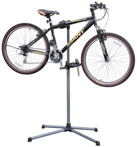Greenfields Folding Bicycle Workstand | Adjustable Height 110-143 cm | Pro Home Mechanic Bike Repair Stand | Grey | Sturdy Maintenance Rack with Quick-Release Clamps