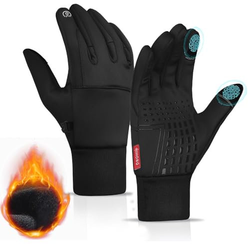 SKIKHN Fahrrad Handschuh Herren, Touchscreen Handschuhe, Fleece Sport Laufhandschuhe, rutschfeste & Winddicht, Handschuhe Herren Damen, Winterhandschuhe für Laufen, Radfahren, Outdoor-Aktivitäten