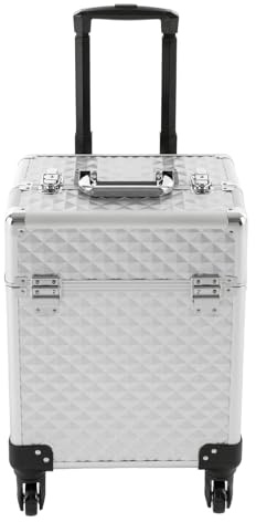 Valise cosmétique à roulettes, professionnelle, multifonctionnelle, grande valise de rangement pour ongles, avec roulettes, peut être utilisée pour ranger des cosmétiques, argenté, Moderne