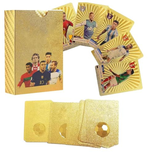 Football Stars - Juego de 55 cartas coleccionables doradas