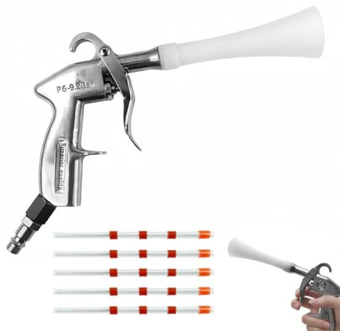 Soufflette Air Comprimé, 6-9,2 Bars Accessoire Compresseur à Air, Pistolet de Nettoyage Voiture, Livré Avec 5 Pièces Durites, Pistolet de Nettoyage à Air Comprimé, pour le Nettoyage des Voitures