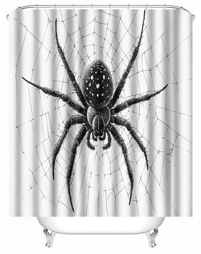 Generico tenda doccia antimuffa 180 x 210 cm Ragno Bianco E Nero tenda bagno finestra Paraschizzi da doccia in tessuto impermeabile perfetto per famiglia ER25-29-775