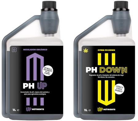 UP NUTRIENTS Förpackning med 1 l PH UP & DOWN-regulator för växter, pH-förstärkare och minskare jord för grödor och blommor, korrigerare 100 % organiskt lämpligt ekologiskt jordbruk