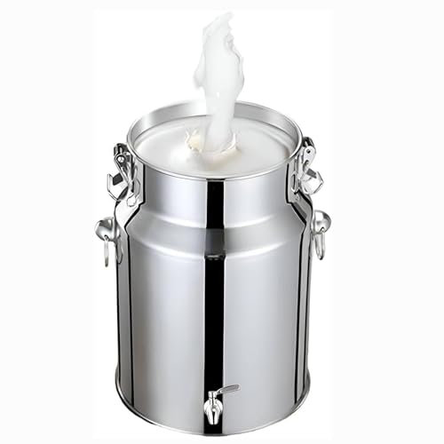 Réservoir Scellé en Acier Inoxydable 201,Bidon Alimentaire 5l/10l INOX avec Robinet,Pot À Lait INOX avec Couvercle Seau INOX avec Couvercle,Capacity-5L