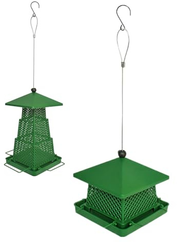 Mangeoire pour oiseaux anti-écureuil – PP 24 x 13,5 cm, distributeur de nourriture résistant aux intempéries | Distributeur de nourriture pour oiseaux de jardin suspendu de grande capacité, degré