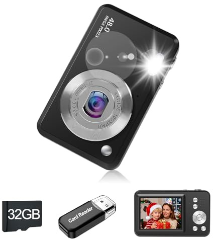 Appareil Photo Numérique Enfant 1080P HD, Appareil Photo Enfant avec Carte Mémoire 32GB, Digital Camera à Longue Autonomie, Cadeau Ado Garçon et Fille(Noir)