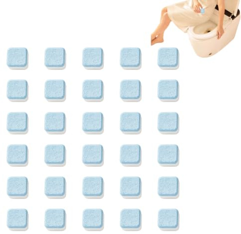 30 Pastillas WC Eficaces para Limpieza Profunda – Pastillas Limpiadoras Antical, Antimanchas de Orina y Desinfectantes, con Efecto Azul y Fragancia Fresca, Baja Espuma para Mantenimiento del Inodoro