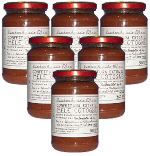 Mermelada extra de membrillos San Benedetto - Producto artesanal italiano (6 tarros 380 gramos)